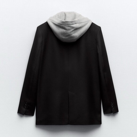 ZARA CONTRASTING HOODED BLAZER - Picture 5 of 6